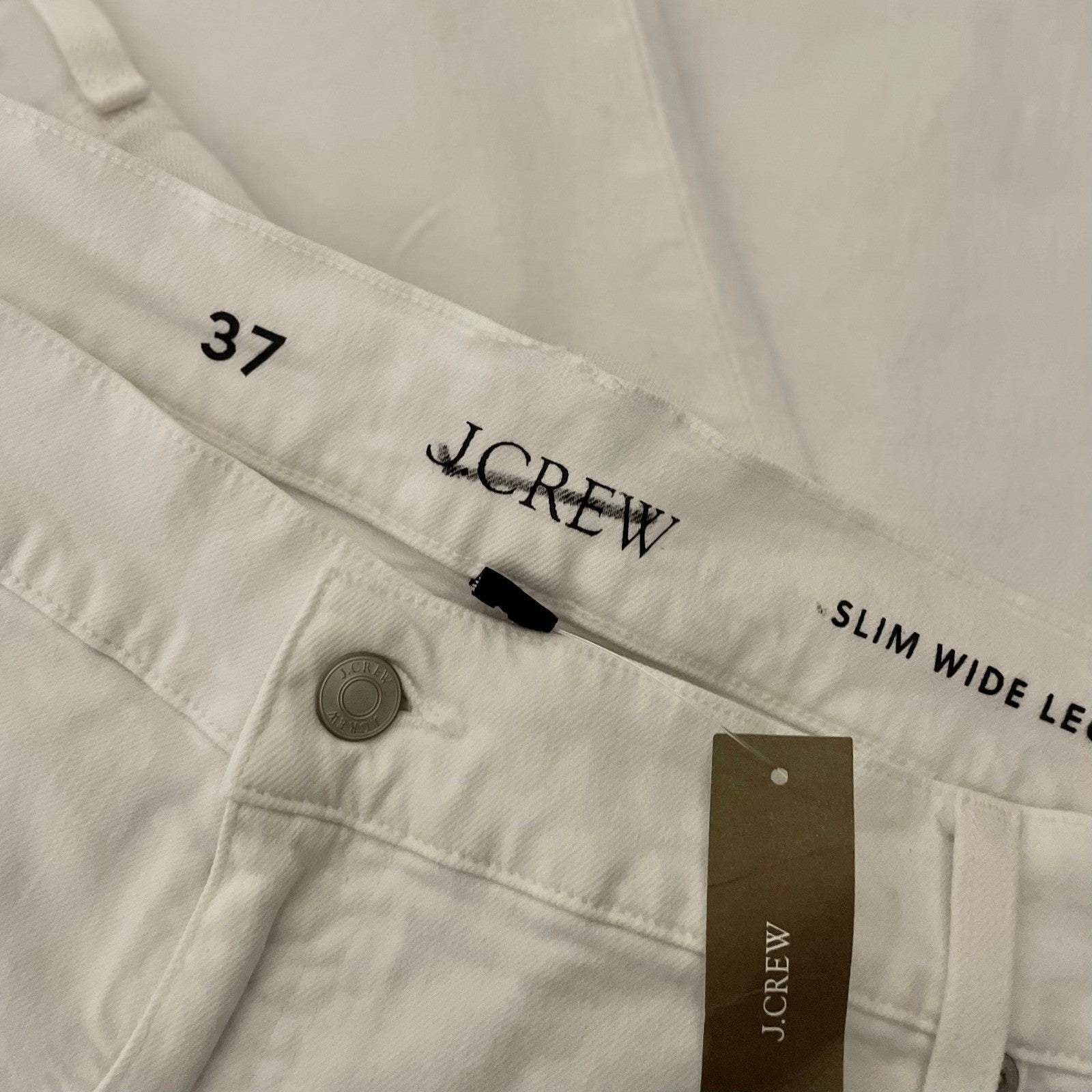 NWT!! J. CREW Slim Wide-Leg Jeans White Wash Classic 5 Pocket Denim Size 37