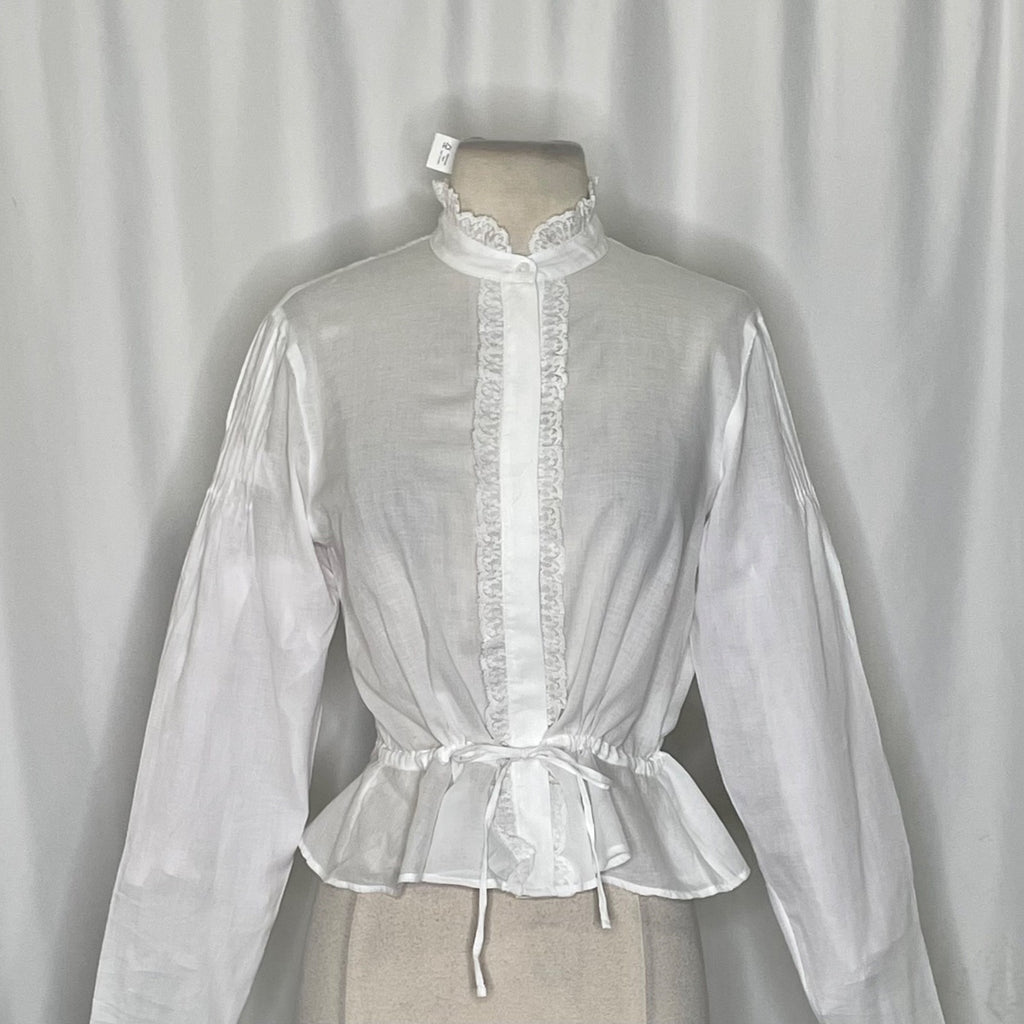 NWT!! J. CREW Lace Trim Cinched-Waist Cotton Voile White Top Blouse X-Small