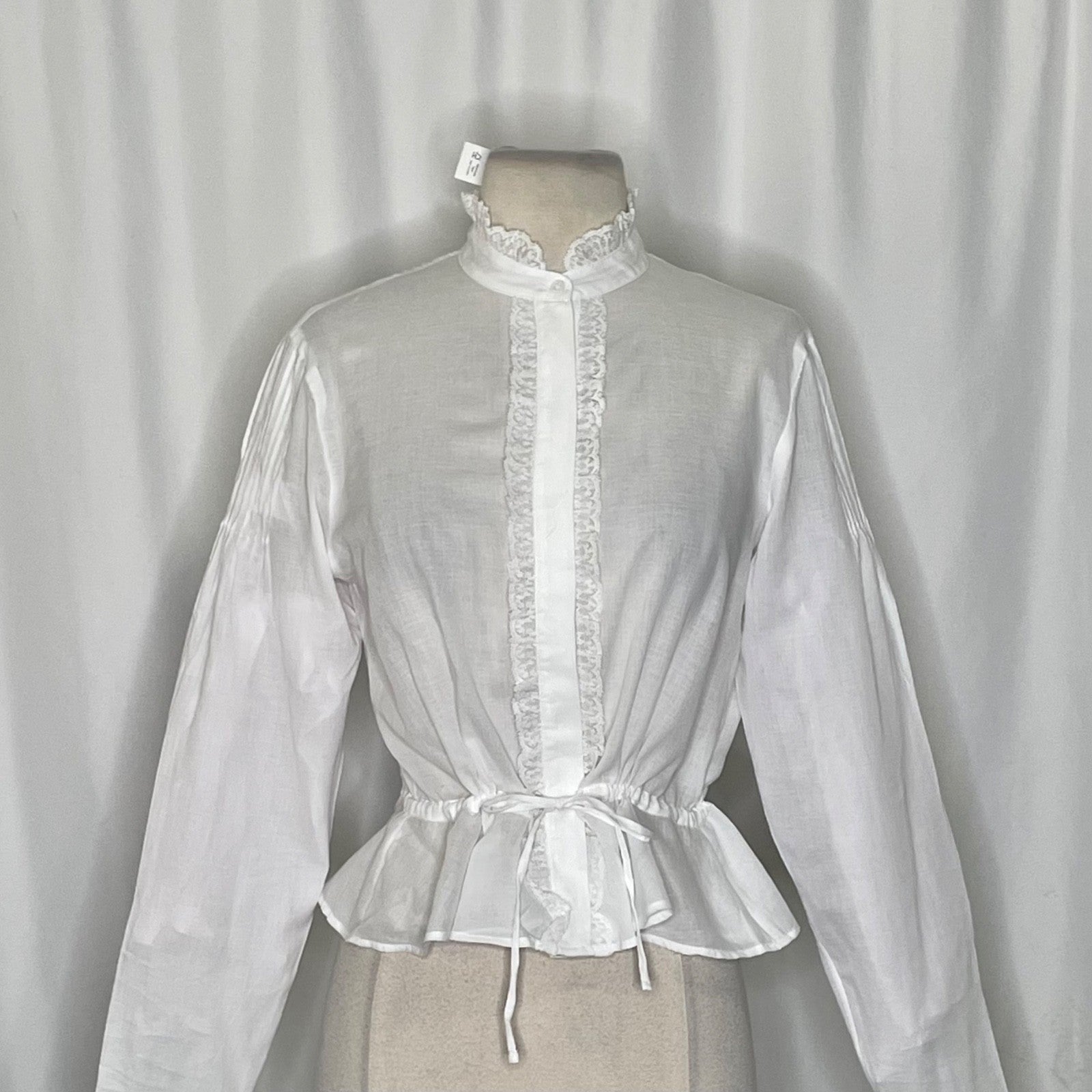 NWT!! J. CREW Lace Trim Cinched-Waist Cotton Voile White Top Blouse X-Small