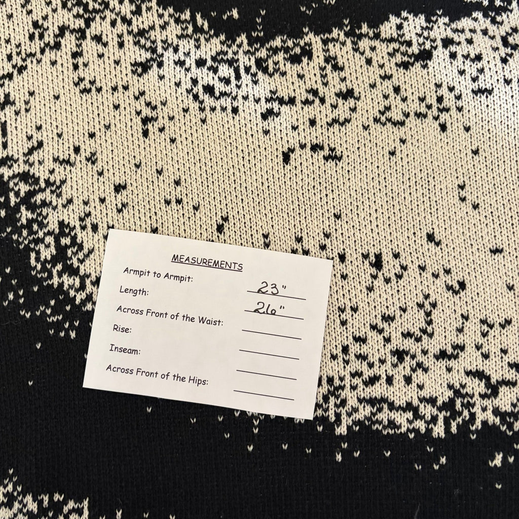 Men's ZARA Pixelated Jacquard Sweater Crewneck Crew Pullover Knit Black Medium
