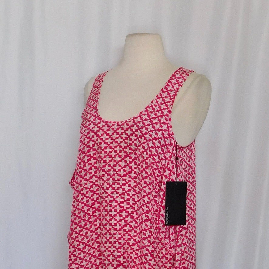NWT!! THAKOON Addition Silk Printed Tank Top Geranium Pink White Size 2