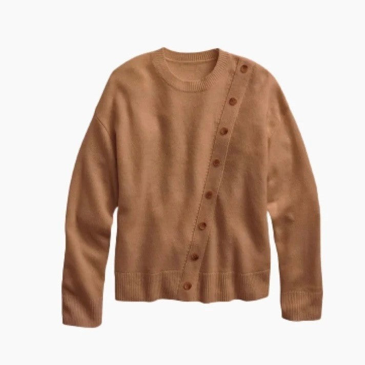 SUMMERSALT The Luxe Cashmere Wool Sweater Button Detail Knit Pullover Medium