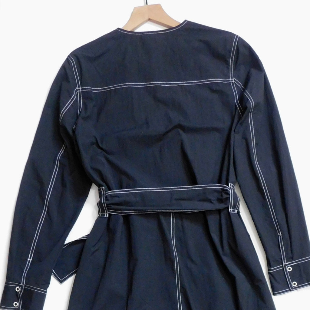 NWT!! GANNI Belted Contrast-Stitch Jumpsuit Black Cargo Pockets Organic Cotton 8