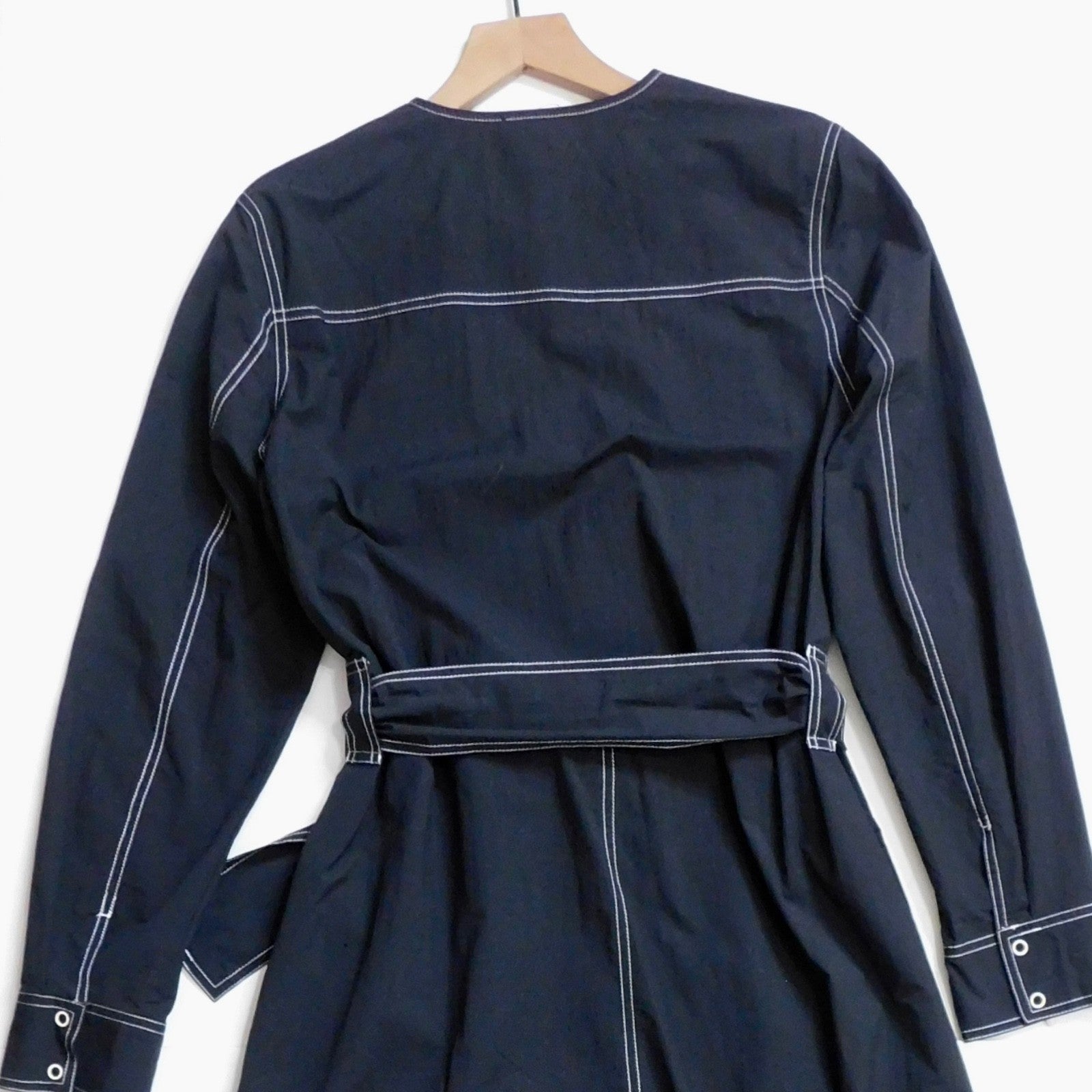 NWT!! GANNI Belted Contrast-Stitch Jumpsuit Black Cargo Pockets Organic Cotton 8