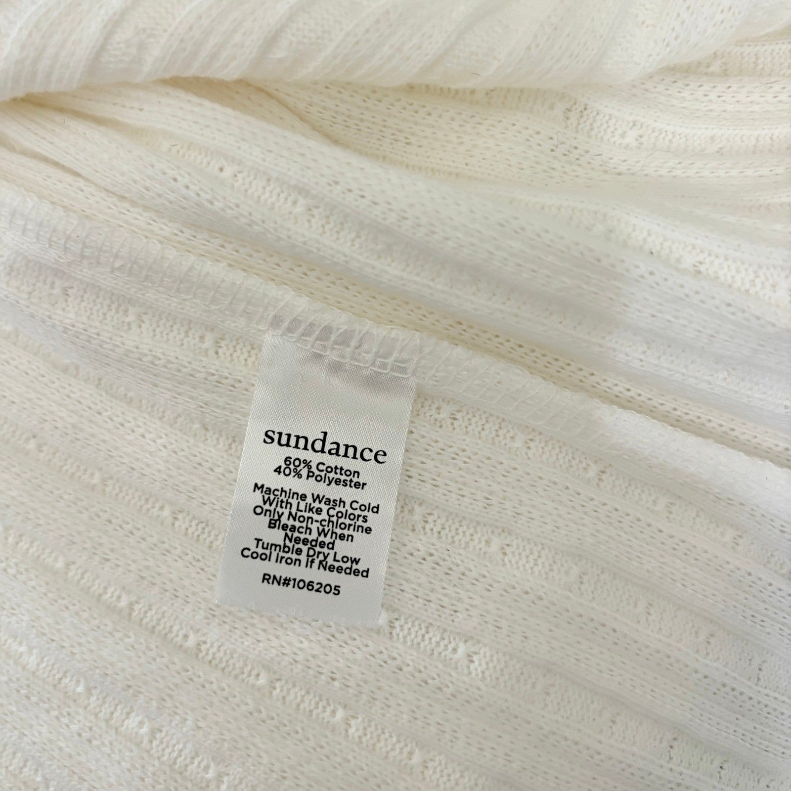 NWT!! SUNDANCE White Ribbed Knit Henley Top Shirt Scoop Neck Knit Solid X-Large