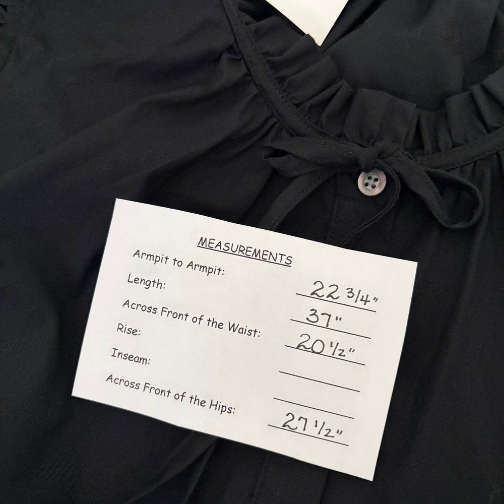 NWT!! J. CREW Factory Ruffle Tie Neck Mini Dress Solid Black Preppy Shift 18