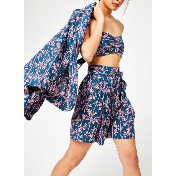 FREE PEOPLE Poolside Floral Shorts Pacific Ocean Summer Vacation Vacay X-Small