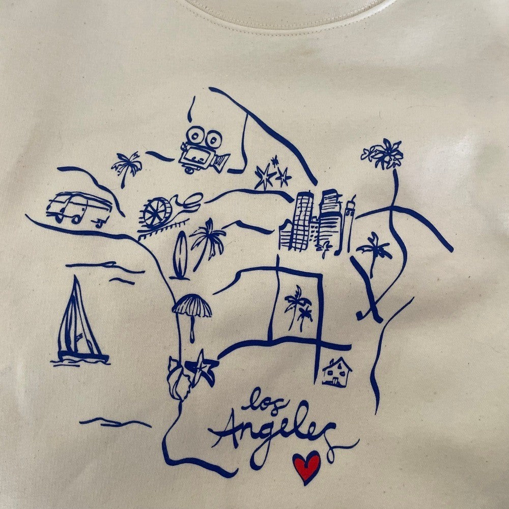CLEOBELLA Los Angeles California Sweatshirt Pullover Graphic Map Hearts L.A. XL