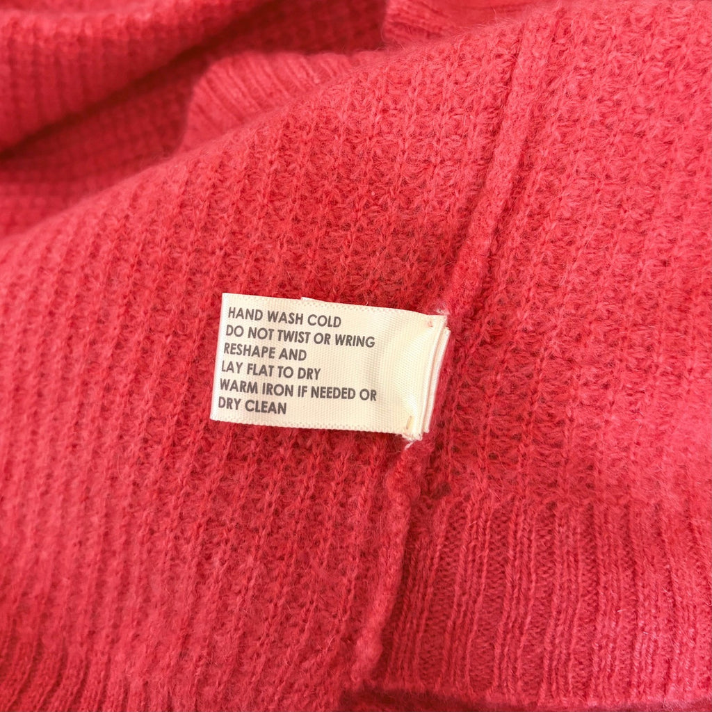 WHITE + WARREN Pink Cashmere Knit Pullover Sweater Pockets Solid Waffle Large