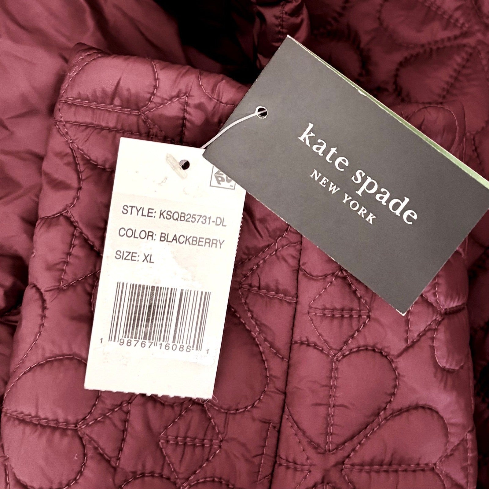 NWT!! KATE SPADE New York Water Resistant Hooded Floral Quilted Jacket X-Large
