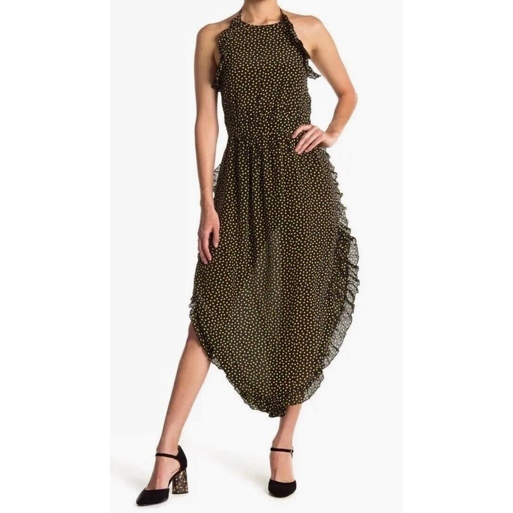 SEE BY CHLOÉ Georgette Silk Halter Neck Ruffled Dress Midi Size 40 / US Size 8