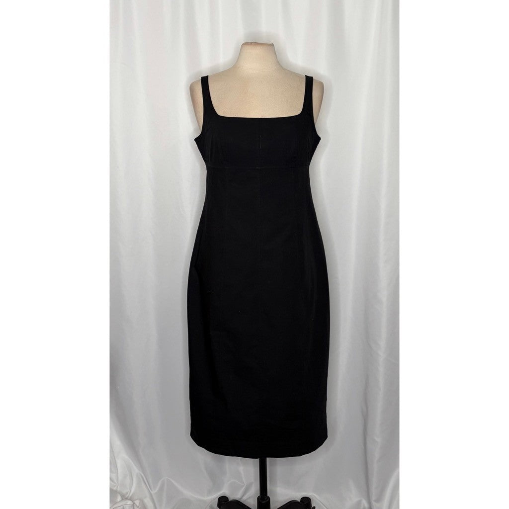 NWT!! J. CREW Squareneck Seamed Midi Little Black Dress Preppy Minimalist 10