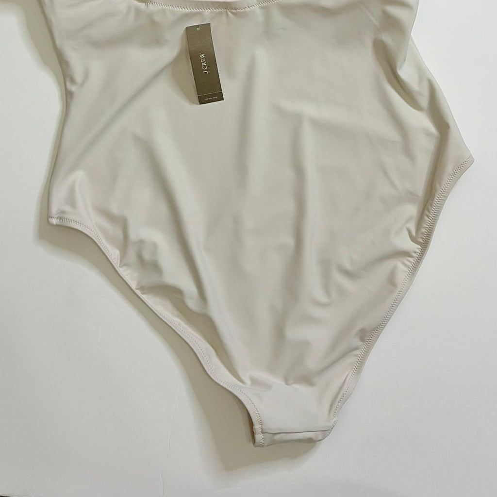 NWT!! J. CREW Squareneck One Piece Swimsuit Solid Natural Vacation Size 14