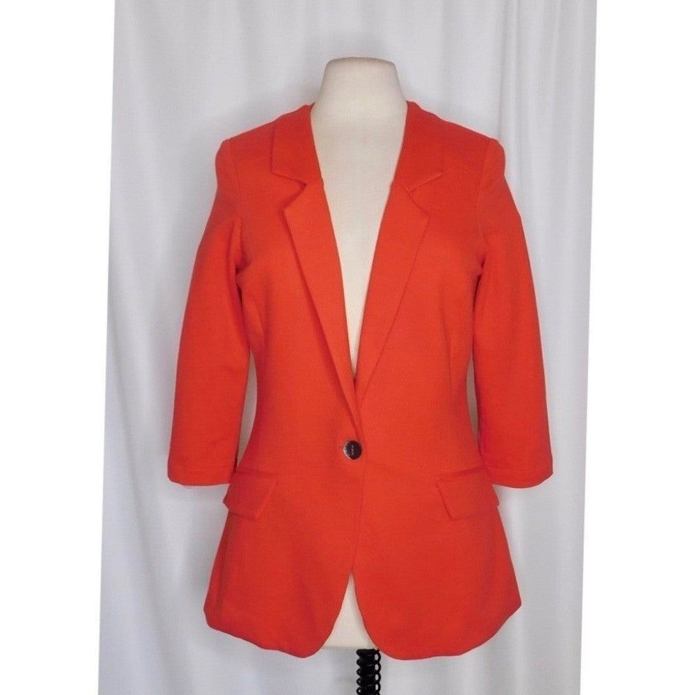 NWT!! Anthropologie CARTONNIER Red Knit Blazer Jacket Stretch Solid Medium