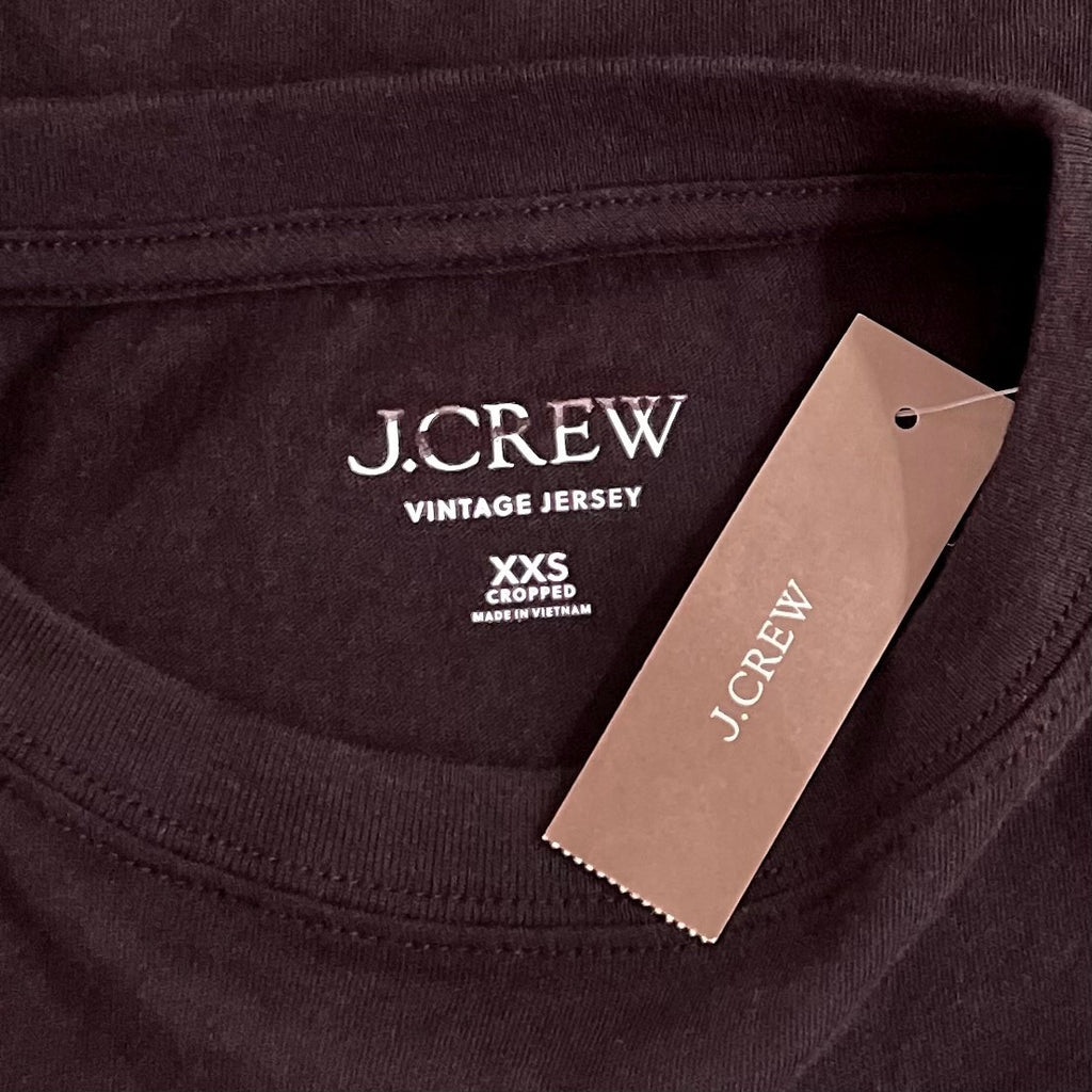 NWT!! J. CREW Vintage Jersey Long Sleeve T-Shirt Top Shirt Tee Solid Black XXS