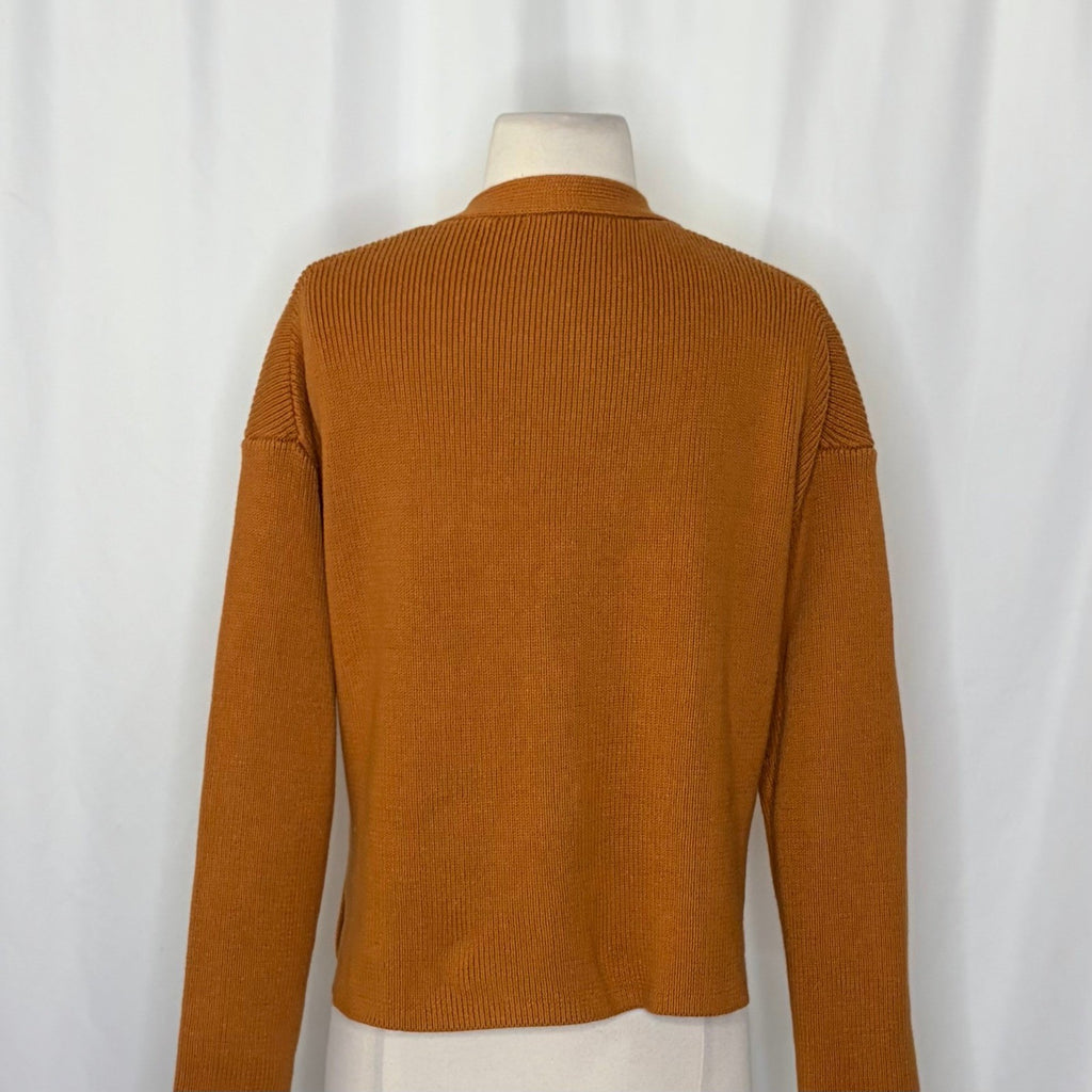ALEX MILL Jo Ribbed Cardigan Sweater Caramel Brown Buttons Pockets Medium