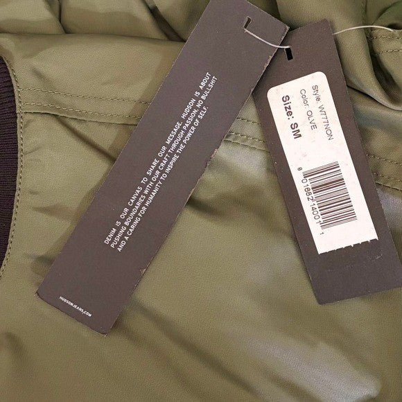 NWT!! Revolve HUDSON JEANS Rogue Olive Green Bomber Jacket Cropped Pockets Small