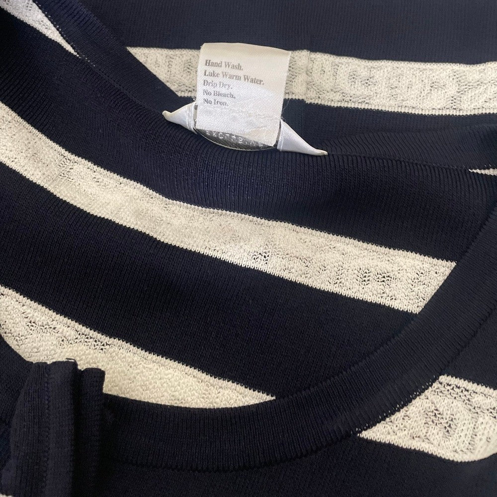 Exclusively MISOOK Navy Blue White Striped Cardigan Sweater Ruffled X-Large