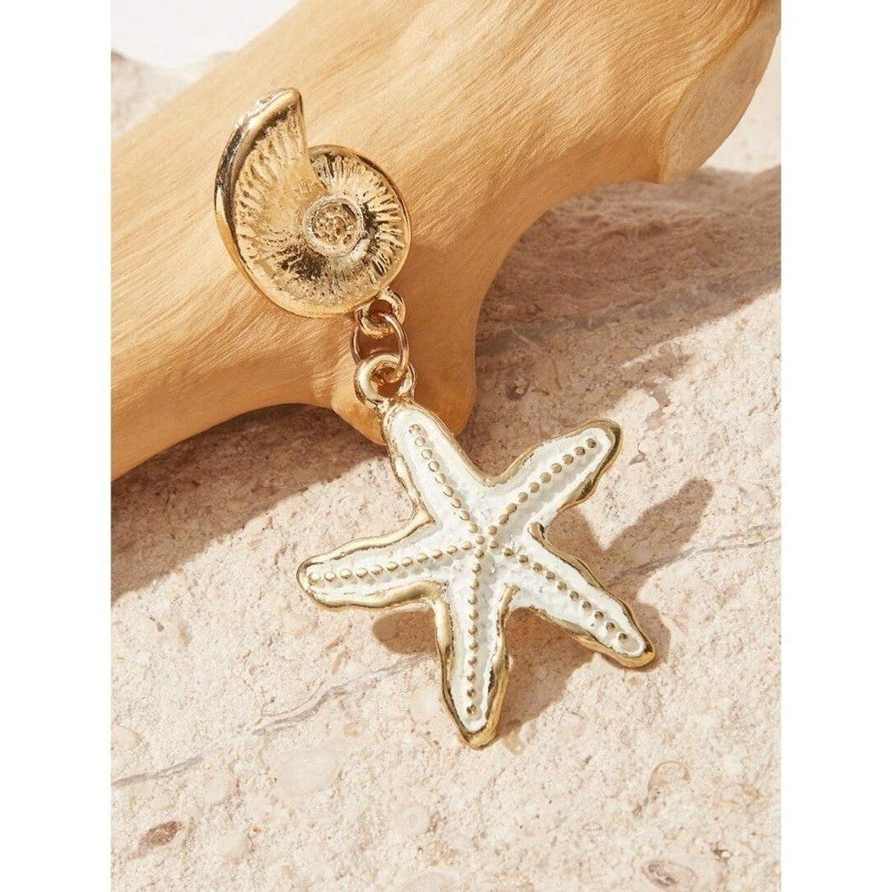 NEW! Seashell Starfish Dangle Drop Fashion Earrings Resortwear Vacation Resort