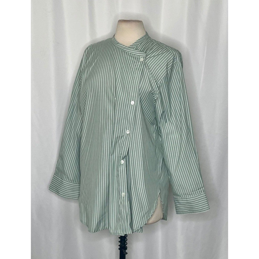 ROUCHA Green White Twist Stripe Shirt Double Breasted Academia BB Medium Short
