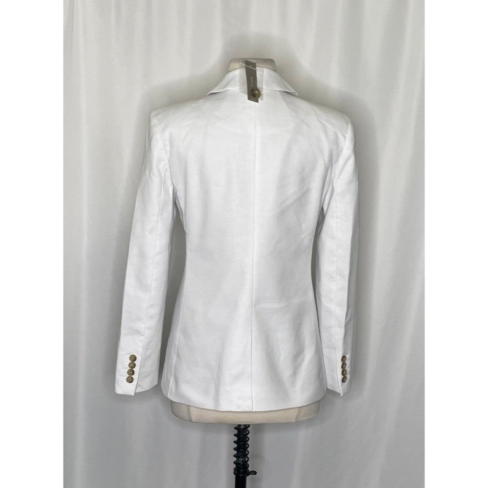 NWT!! J. CREW Alexandra Blazer Stretch Linen Blend Solid White Jacket Size 4