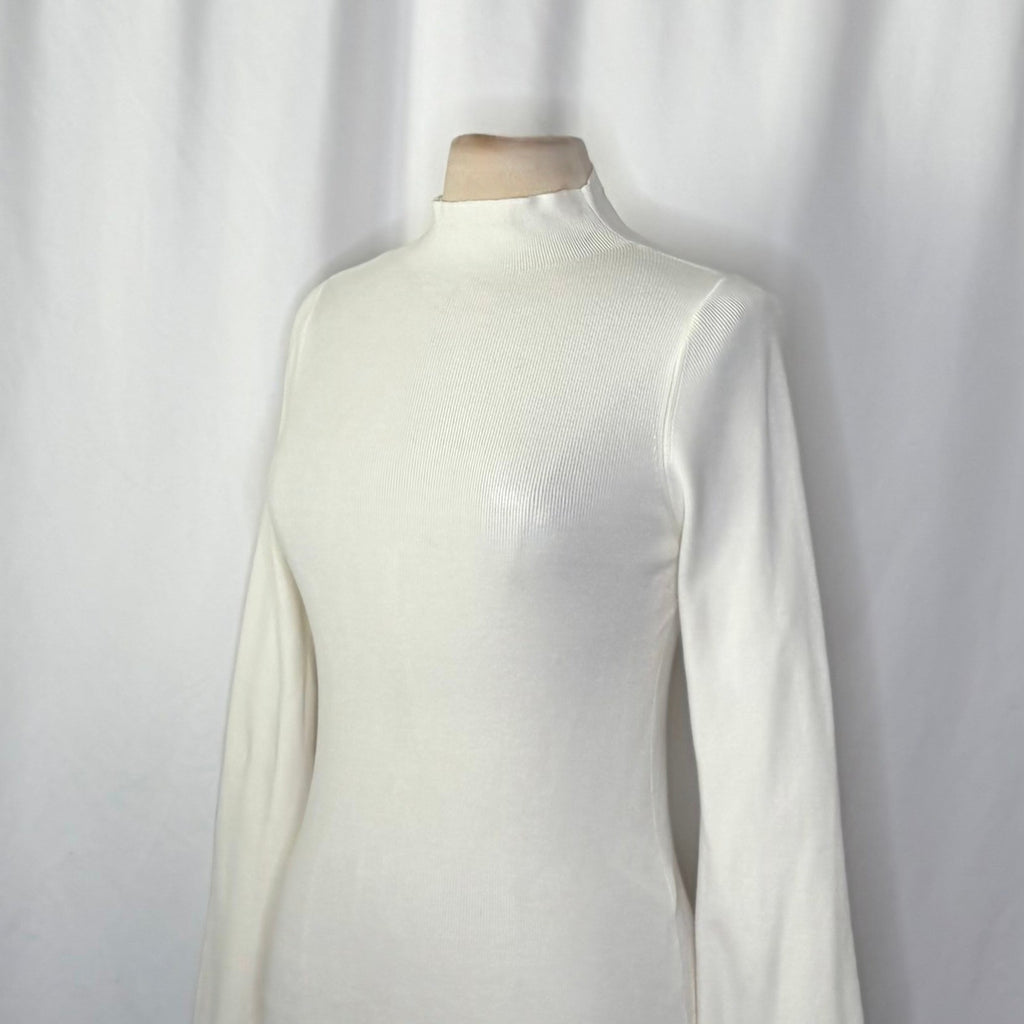 Anthropologie MAEVE Arlowe Bell Sleeve Sweater Ivory Mockneck Mock Neck Medium