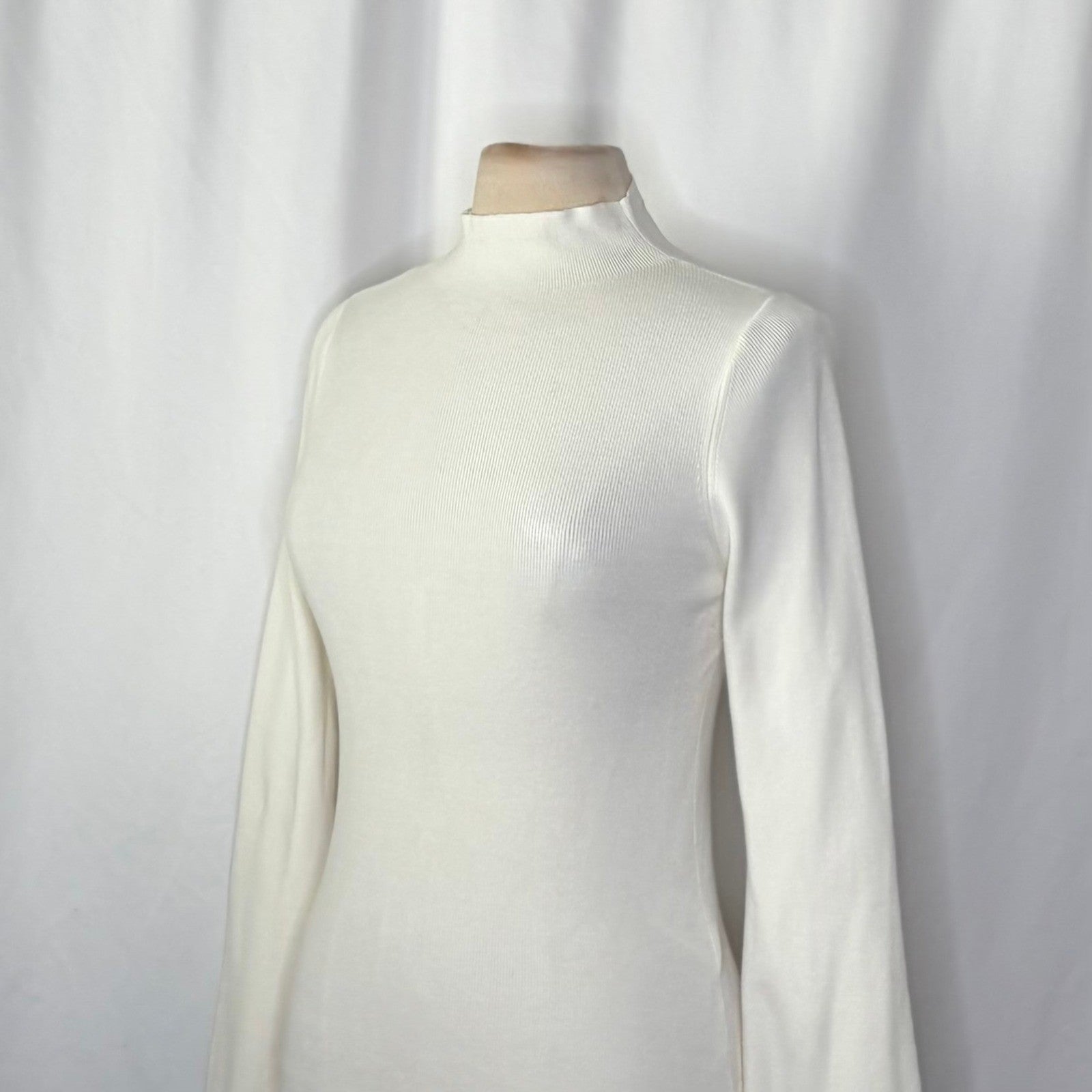 Anthropologie MAEVE Arlowe Bell Sleeve Sweater Ivory Mockneck Mock Neck Medium