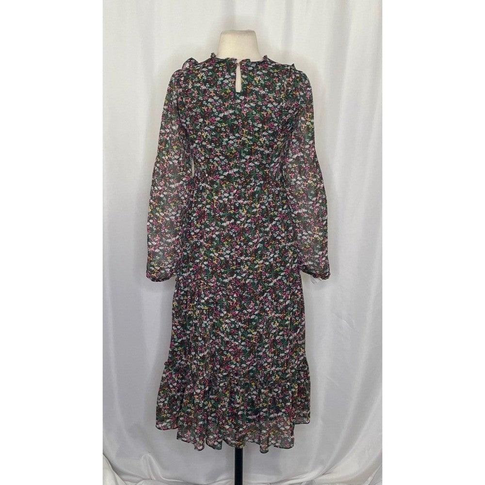 NWT!! DRAPER JAMES RSVP Green Floral Smocked Dress Midi Holidays Party X-Small