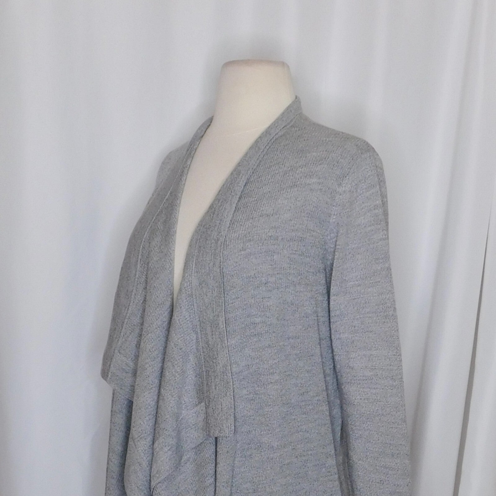 THEORY Winxie Gray Ribbed Knit Draped Cardigan Sweater Merino Wool Small
