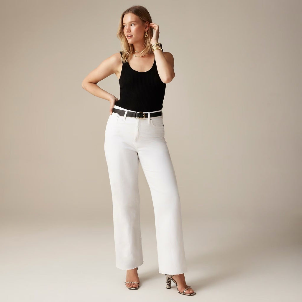 NWT!! J. CREW Slim Wide-Leg Jeans White Wash Classic 5 Pocket Denim Size 37