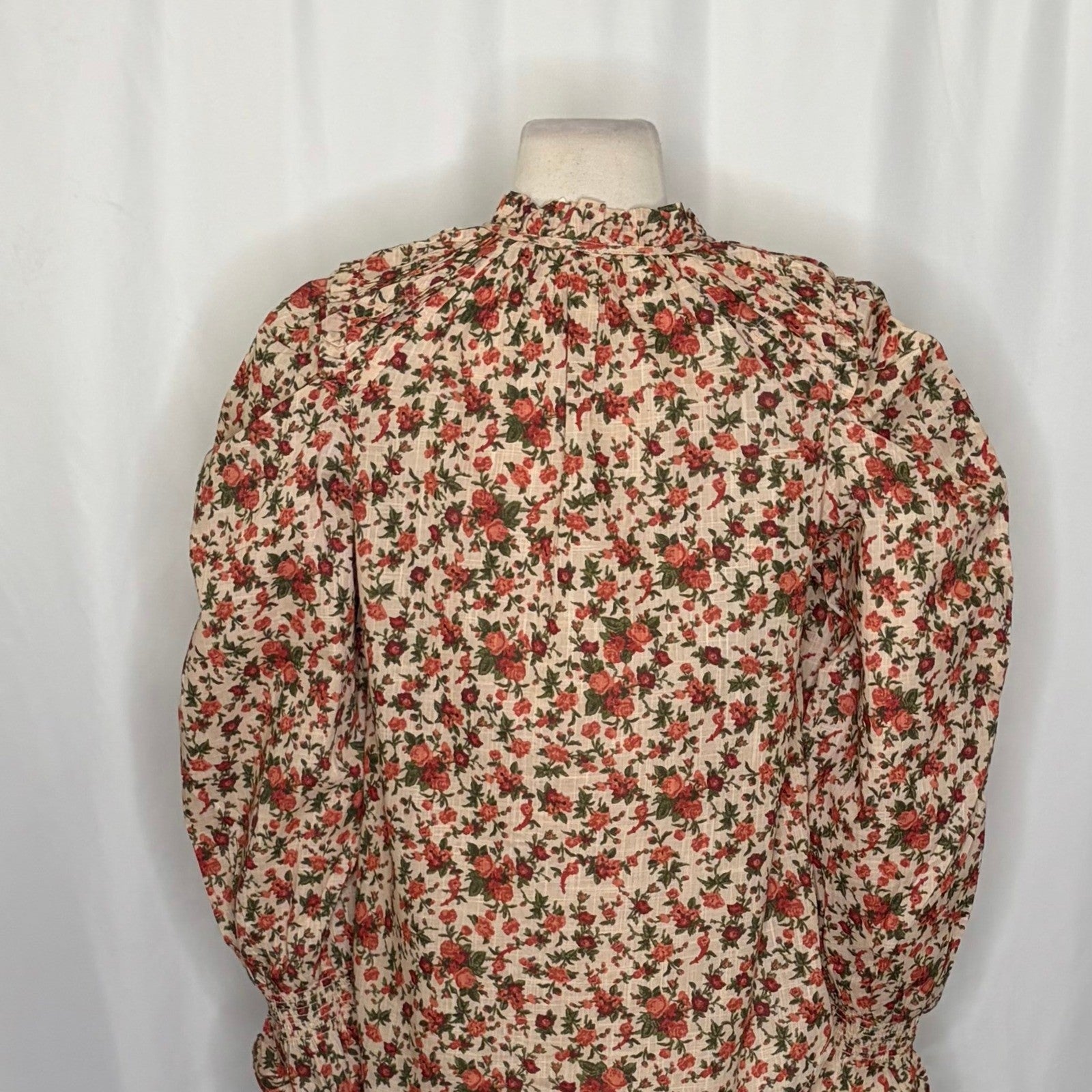 FREE PEOPLE Meant To Be Blouse Floral Vintage Combo Ruffled Smocked Small
