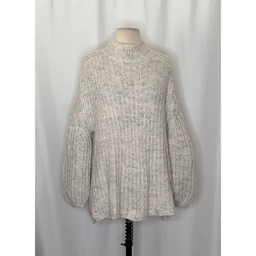 Anthropologie PILCRO Textured Tunic Sweater Gray Marled Knit Wool Linen Medium