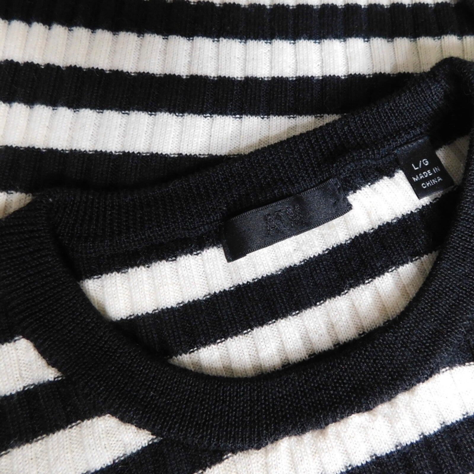 ATM Anthony Thomas Melillo Striped Ribbed Knit Merino Wool Sweater Large