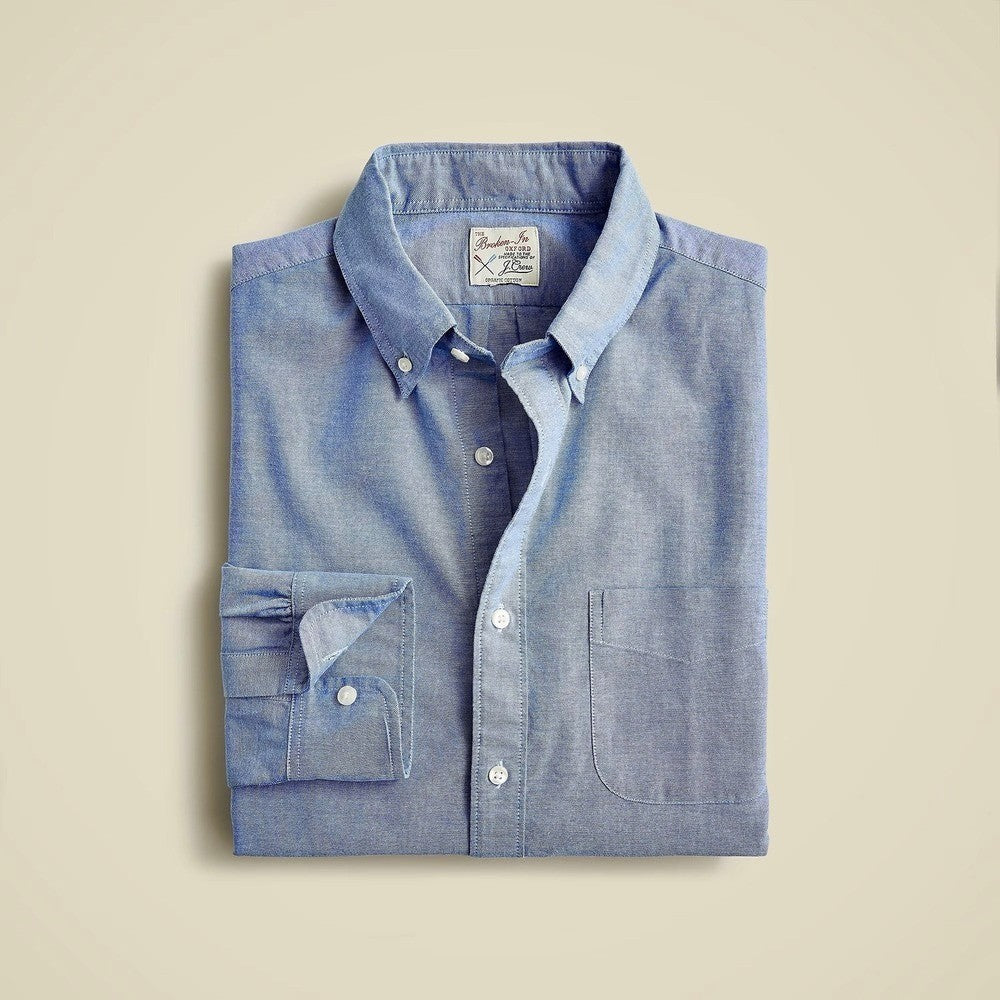 NWT!! J. CREW Broken-In Organic Cotton Oxford Shirt Buttondown Raincoat Blue XS