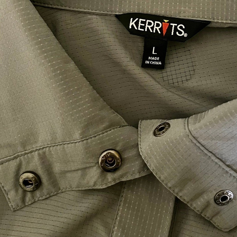 NWT!! Women's KERRITS Convertible Sun Shirt Cypress Green Snaps Equestrian Large