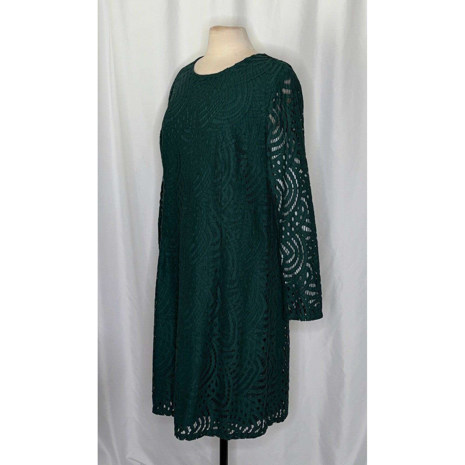 BODEN Zeta Emerald Green Lace Shift Dress Preppy Office Coquette Business 16
