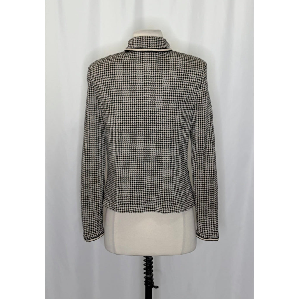 ST. JOHN Collection by Marie Gray Black Ivory Houndstooth Blazer Jacket Size 6