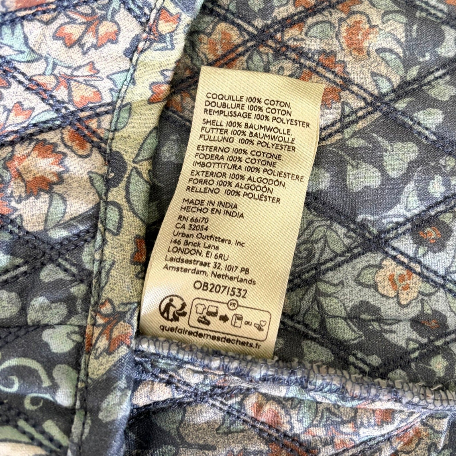 FREE PEOPLE Darla Quilted Mini Skirt Pockets Smoky Combo Tapestry Blue Size 2