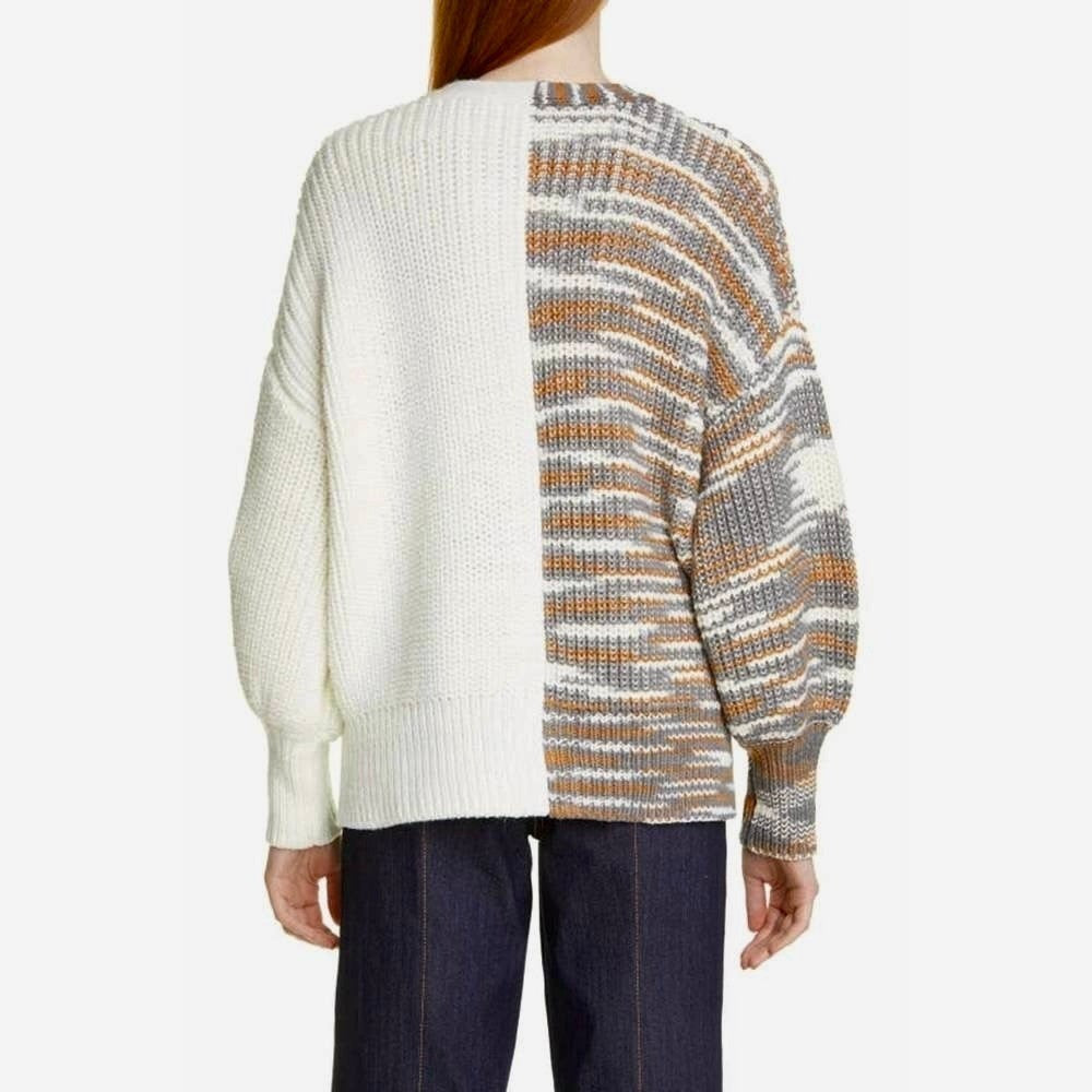 CINQ A SEPT Anabella Chunky Knit Cardigan Sweater Colorblock Space Dye Small