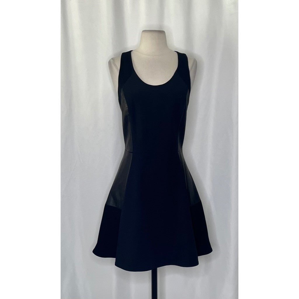 RAG & BONE Leather Montrose Fit N' Flare Little Black Dress Panel Mini Size 6