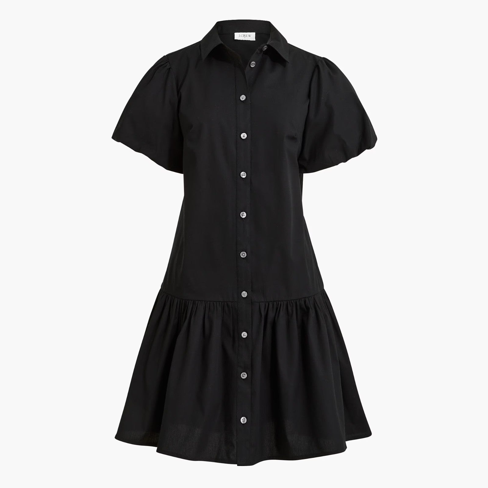 NWT!! J. CREW FACTORY Bubble Sleeve Shirtdress Solid Black Shirt Dress Size 8