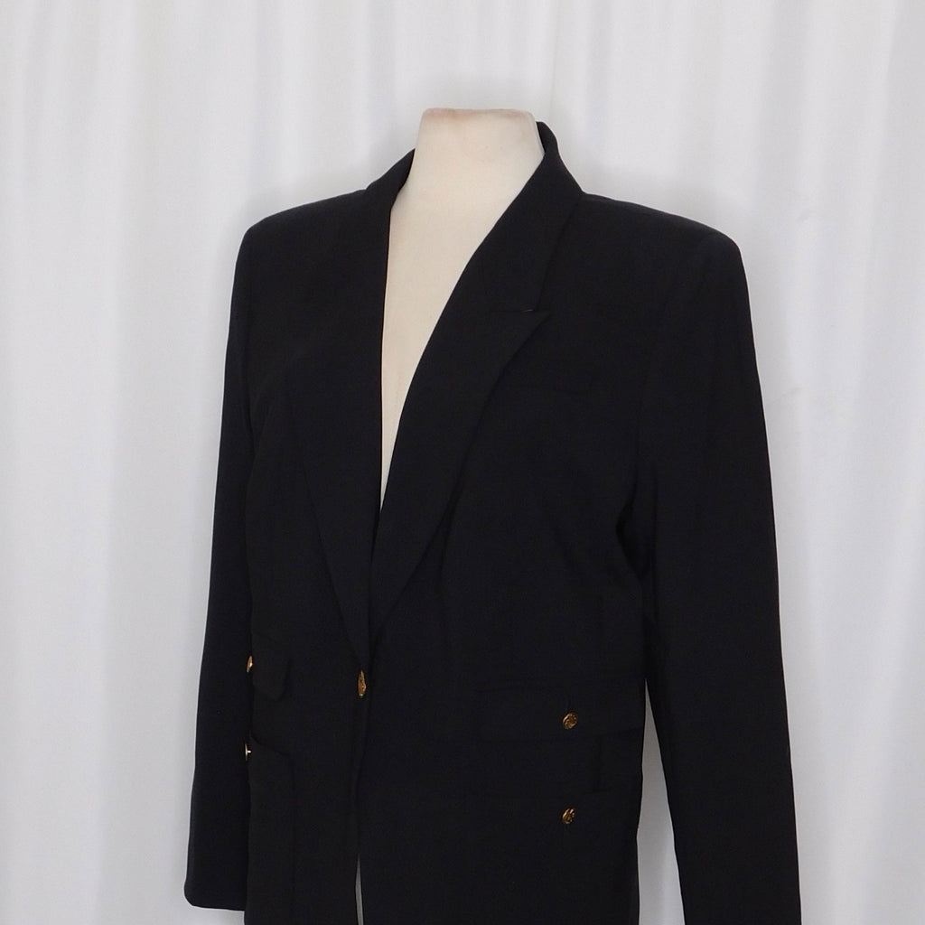 NWT!! J. CREW Vivienne Blazer Italian Bi-Stretch Wool Blend Black Preppy Size 16
