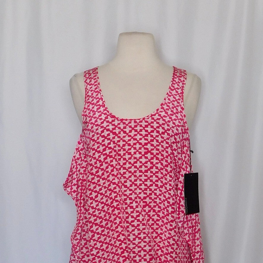 NWT!! THAKOON Addition Silk Printed Tank Top Geranium Pink White Size 2