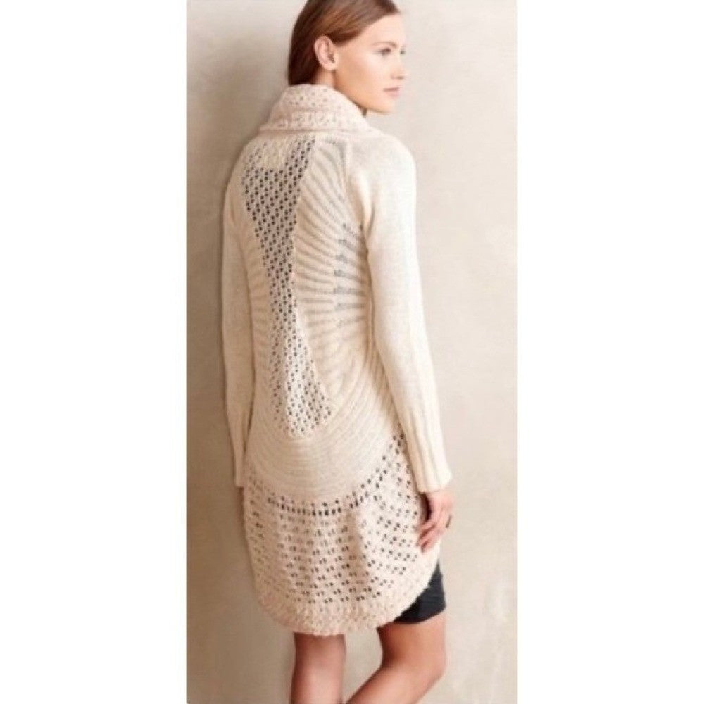 Anthropologie ANGEL OF THE NORTH Crochet Knit Cardigan Sweater Medium Petite MP