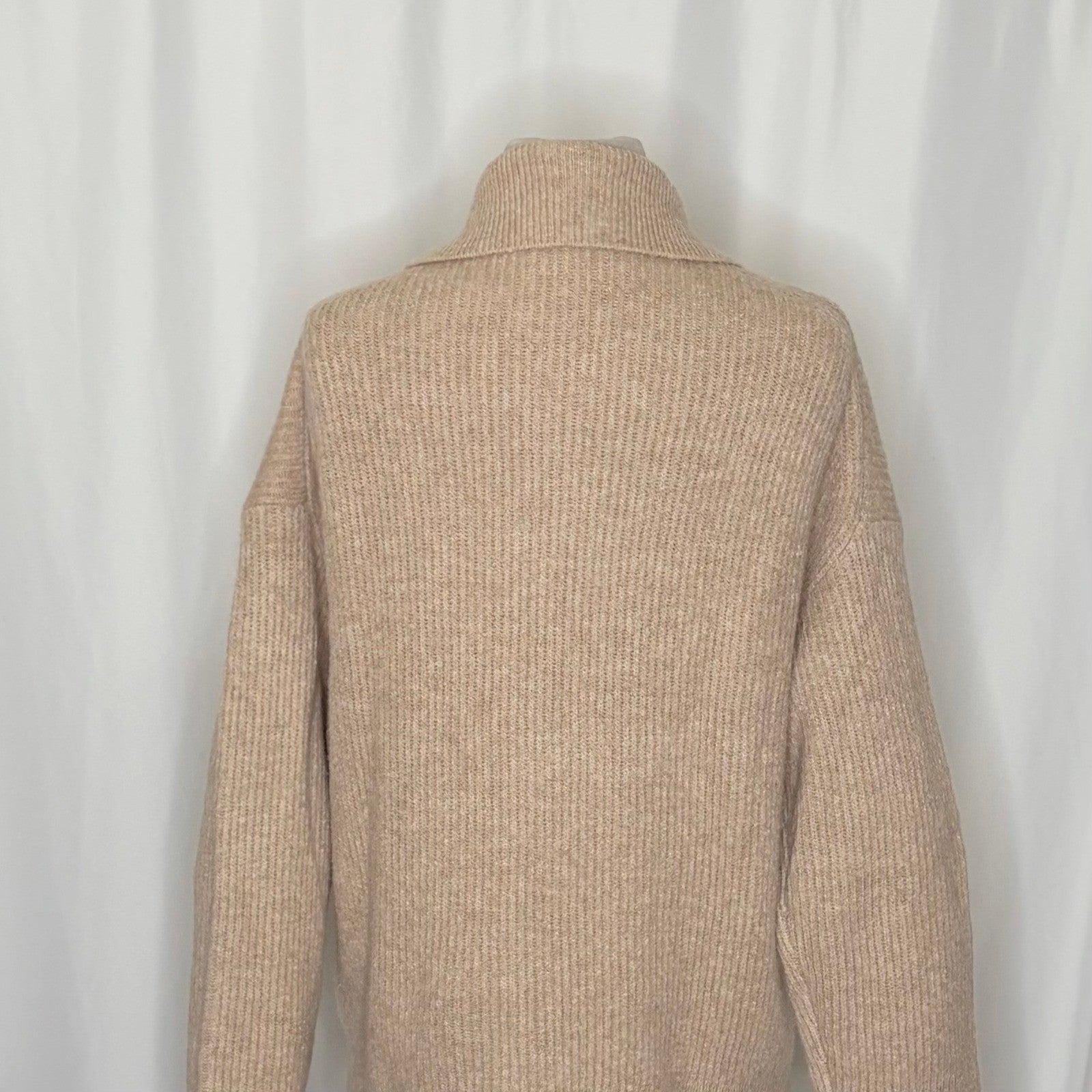 J. CREW Half Zip Stretch Sweater Merino Wool Alpaca Heathered Stone Knit Medium