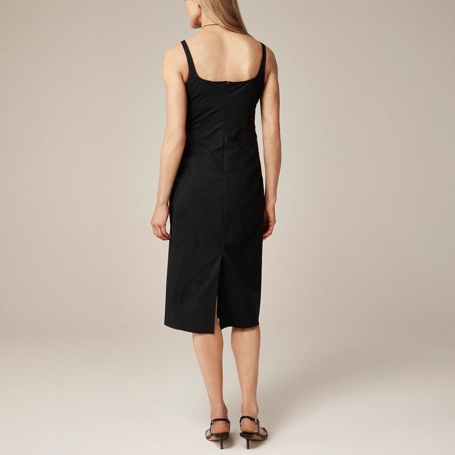NWT!! J. CREW Squareneck Seamed Midi Little Black Dress Preppy Minimalist 10