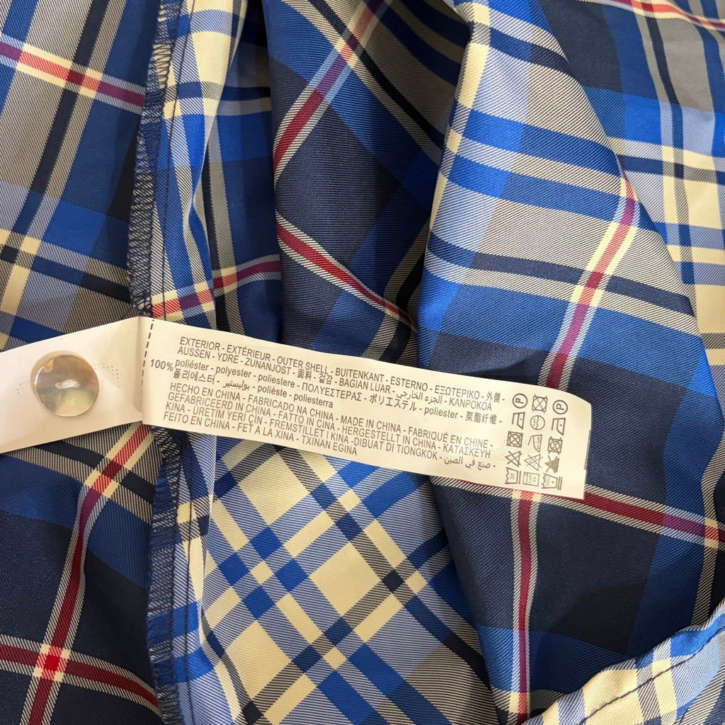 ZARA Blue Plaid Taffeta Dress Belted Tie Waist Midi Buttondown Preppy Small