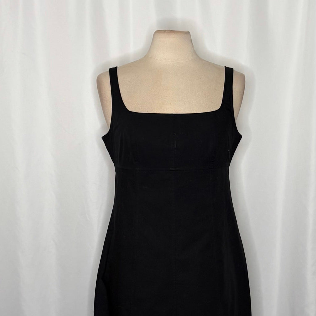 NWT!! J. CREW Squareneck Seamed Midi Little Black Dress Preppy Minimalist 10