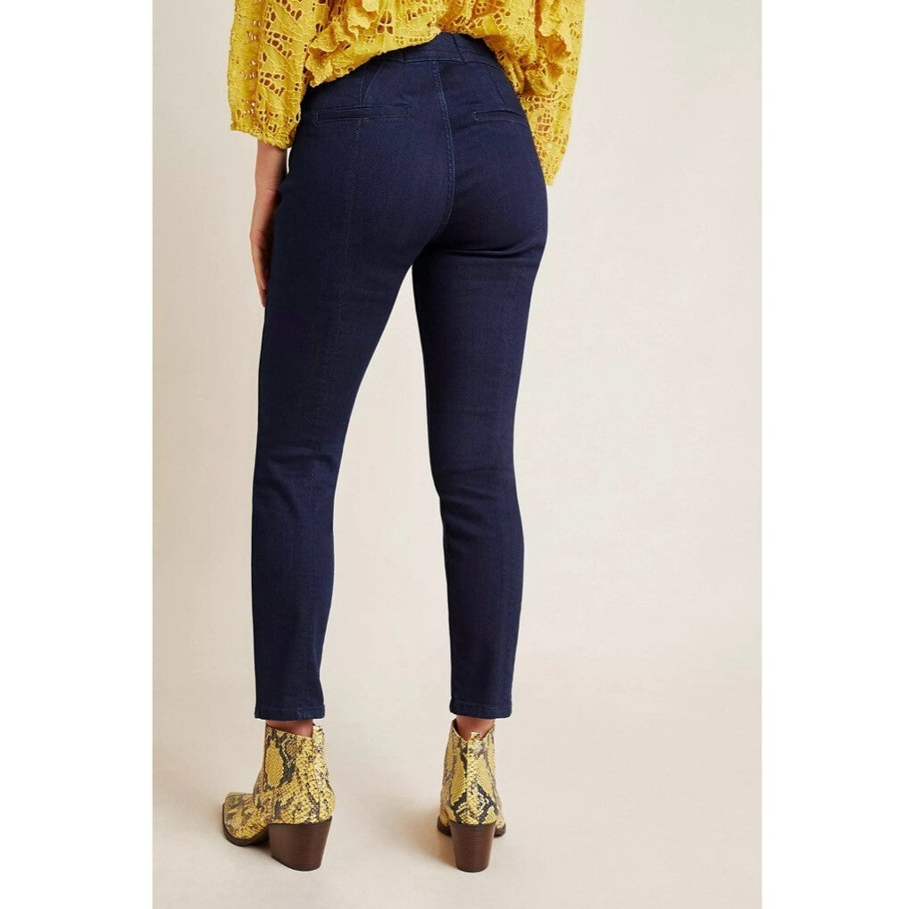 NWT!! ANTHROPOLOGIE Pilcro Slit-Front Skinny Jeans Stretch Dark Wash Size 27