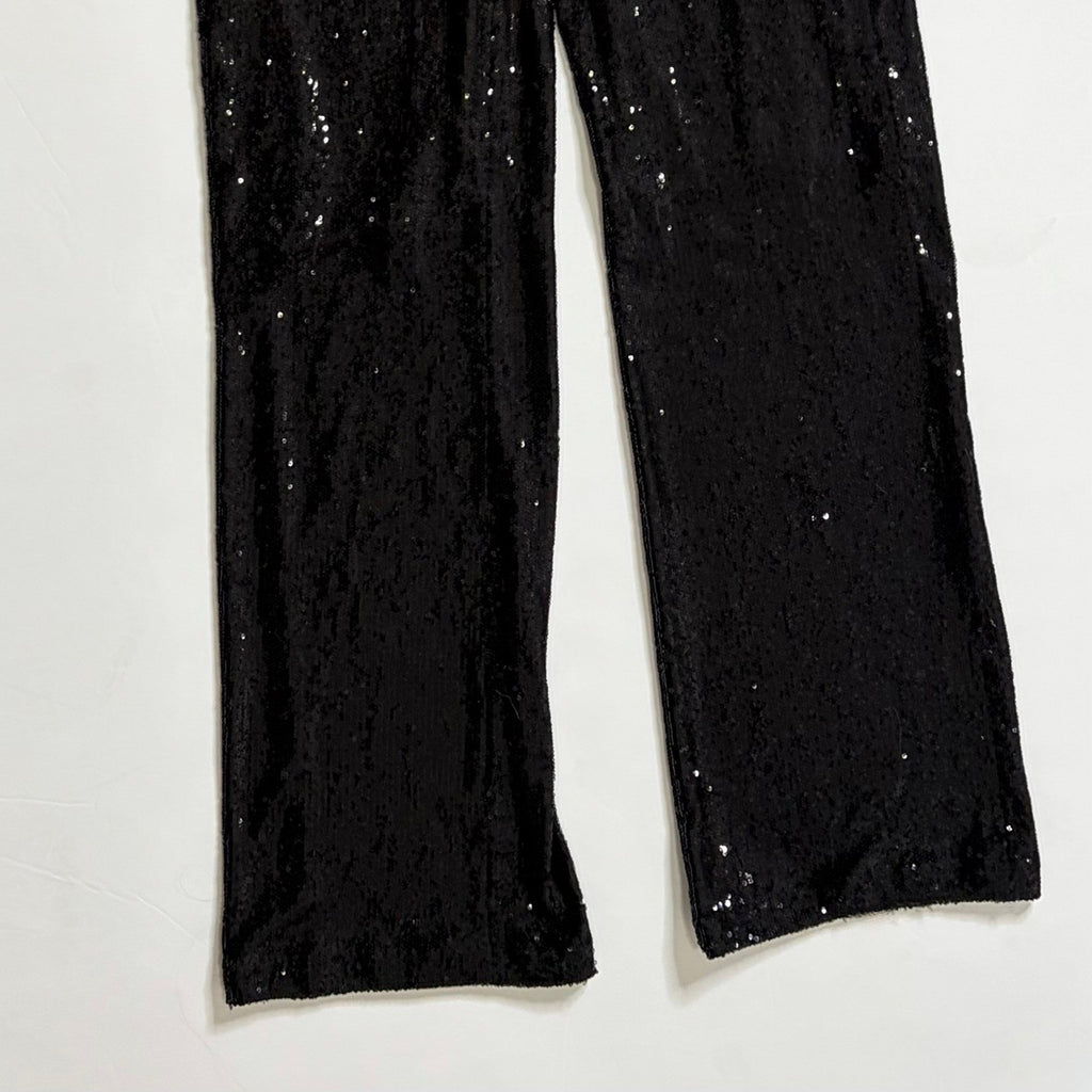 CINQ A SEPT Shelby Black Sequin Jumpsuit Halter Neck Party Cocktail Size 4